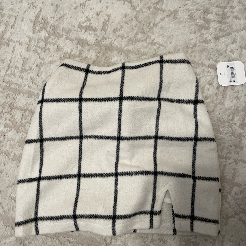 Plaid Mini Skirt in Black and White